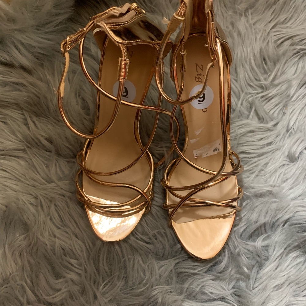 Gold heels sandals